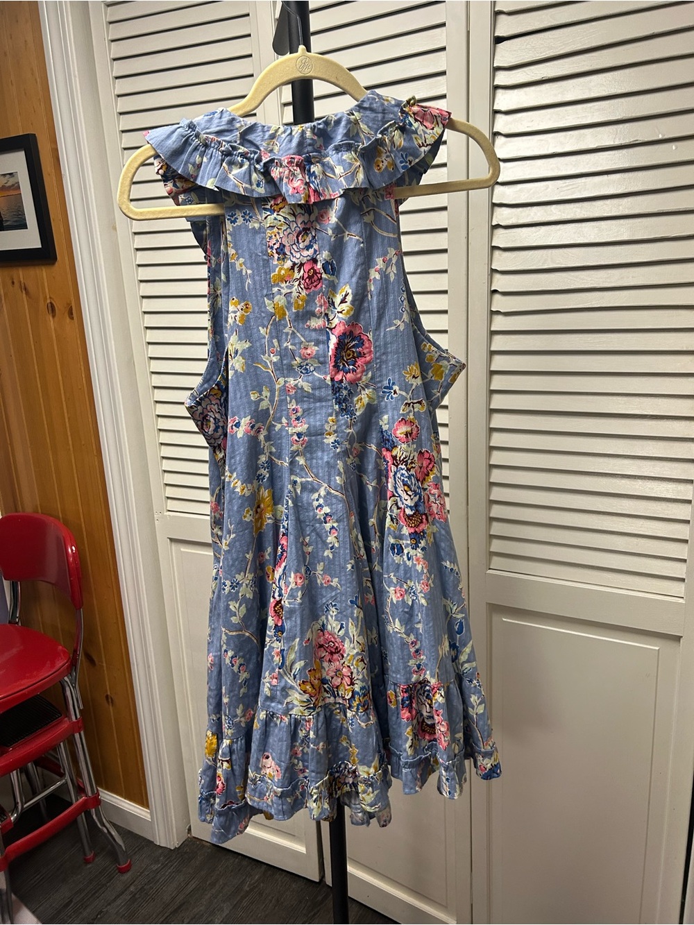 Nwot Ruffled Floral Mini Dress in Light Blue - Picture 5 of 8